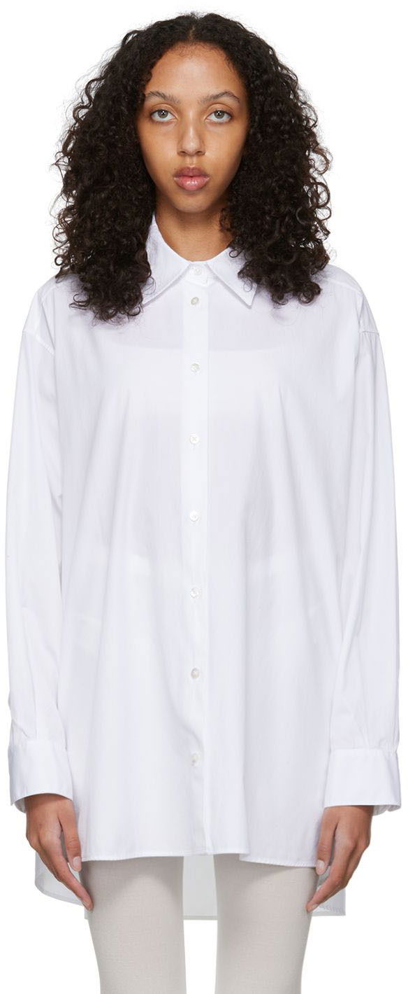 Риза The Row Luka Oversized Cotton Poplin Shirt Бяло | 5648-W2043, 0