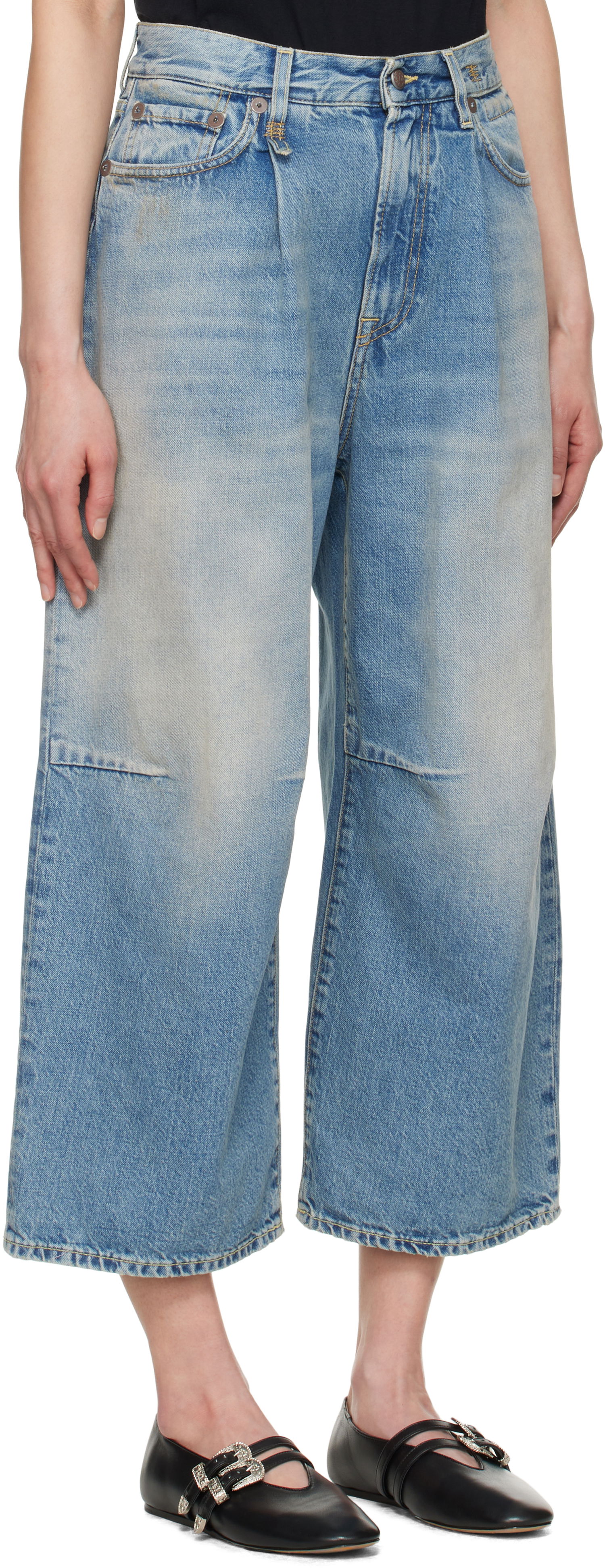 Дънки R13 R13 Cropped Wide Leg Jeans Синьо | R13WD046-D306A, 1