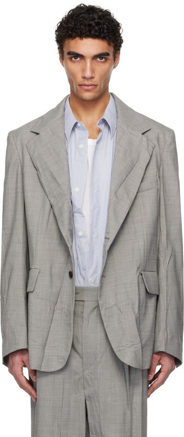 Яке HED MAYNER Hed Mayner Crinkled Blazer Сиво | HMMA15008A-HA150, 0