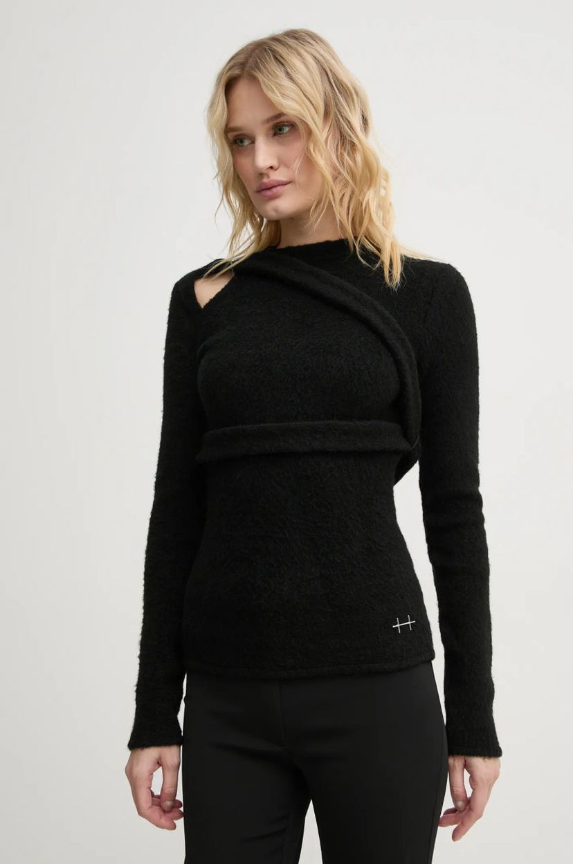 Пуловер HELIOT EMIL Cutout Detail Wool Blend Sweater Черно | AW24.W.07.065.BLK01