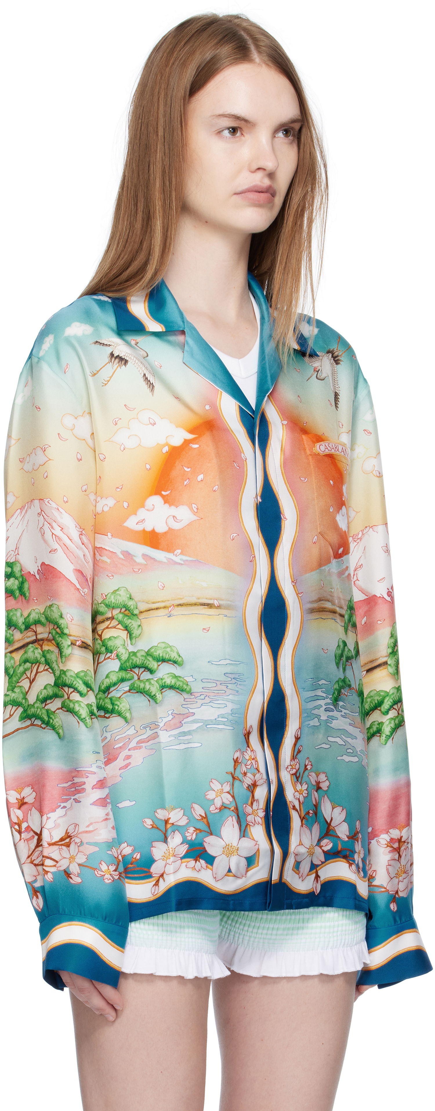 Риза Casablanca Casablanca 'Tennis Club' Print Silk Long Sleeve Shirt Многоцветен | U-WPF25-SH-006-01, 1