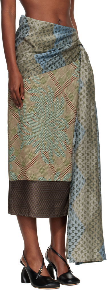Пола Dries Van Noten Dries Van Noten Layered Tie Motif Midi Skirt Многоцветен | 252-010856-2260, 4
