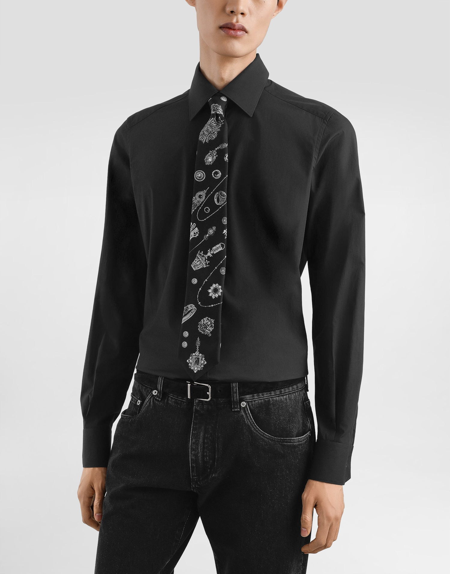 Аксесоари Dolce & Gabbana Dolce & Gabbana Silk Tie with Jewelry Print Черно | GT147EG0TJ8HN5QP, 1