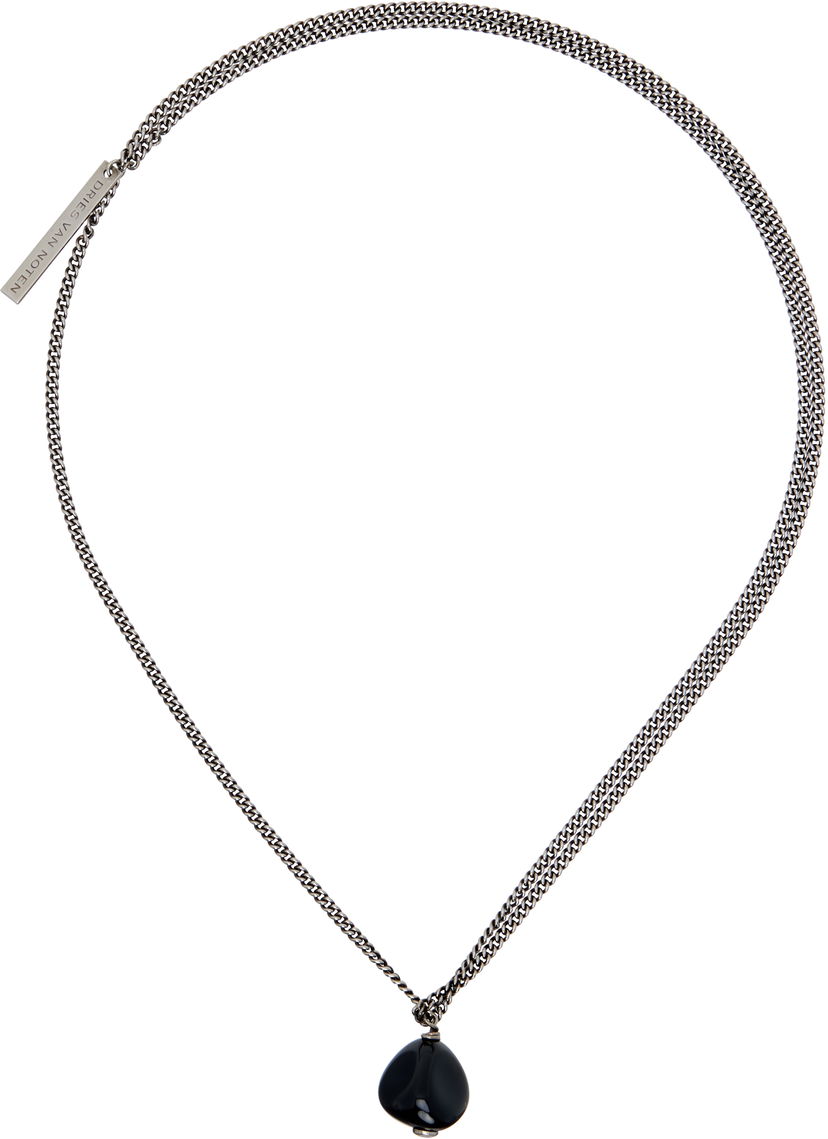 Колие Dries Van Noten Double Chain Teardrop Stone Pendant Necklace Металик | 252-028207-092