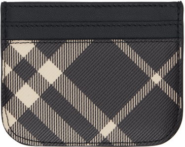 Облекло Burberry Black Check Card Holder Черно | 8095129, 1