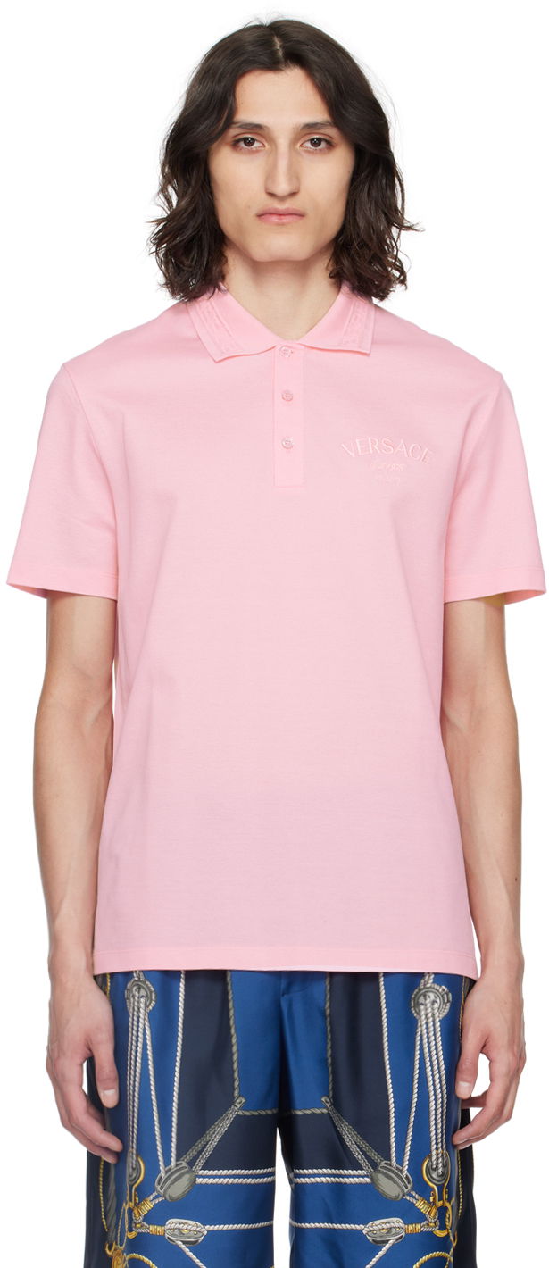 Поло тениска Versace Pink Milano Stamp Polo Розово | 1013906_1A10623