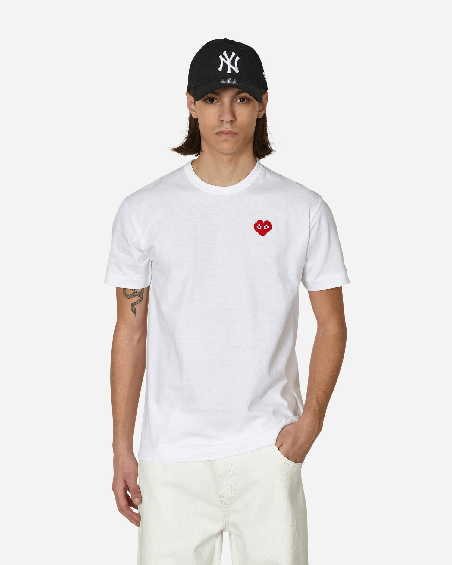 Тениска Comme des Garçons Play Invader Heart Tee Бяло | P1T322-3, 1