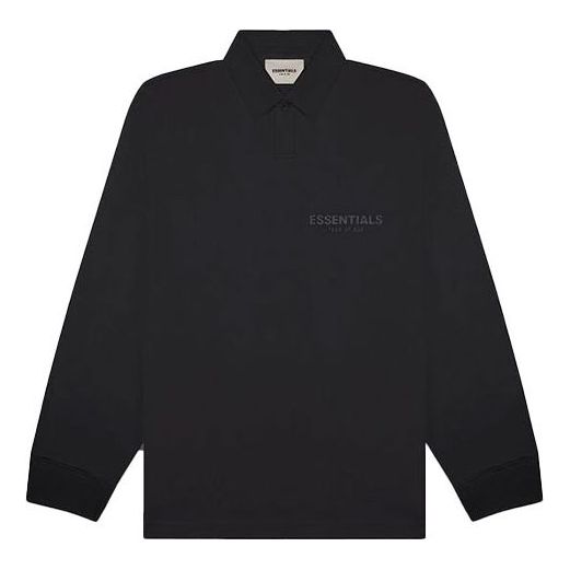 Поло тениска Fear of God Essentials Long Sleeve Polo Черно | FOG-FW20-362