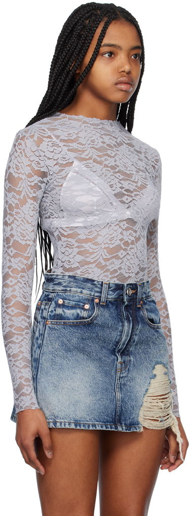 Тениска We11done Lace Mock Neck Top Синьо | WD-BL1-23-129-W-GY, 1