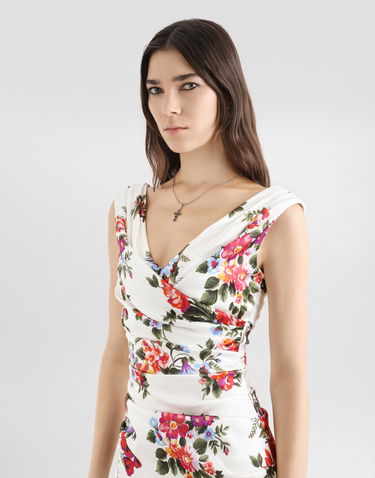 Pокля Dolce & Gabbana Dolce & Gabbana Flower Bouquet-print Satin Dress Многоцветен | F612RTFSICEHA5ZO, 3