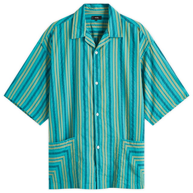 Men's Stripe Open Collar Shirt, Size Large
