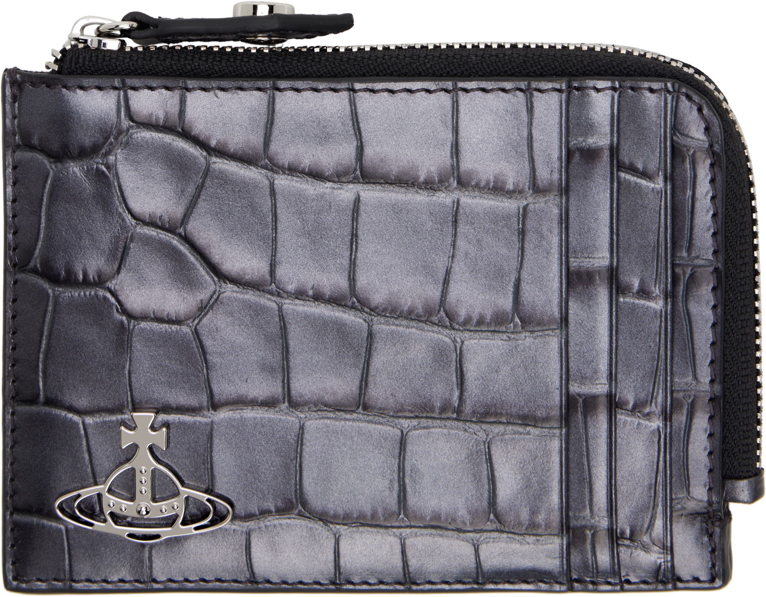 Портфейл Vivienne Westwood Vivienne Westwood Embossed Leather Zip Card Holder Сиво | 54020008U-L00A2-, 0