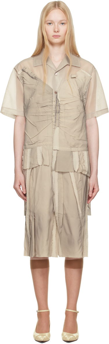 Риза Maison Margiela Maison Margiela Paneled Midi Dress Бежово | S51DD0033 MTJ020, 0
