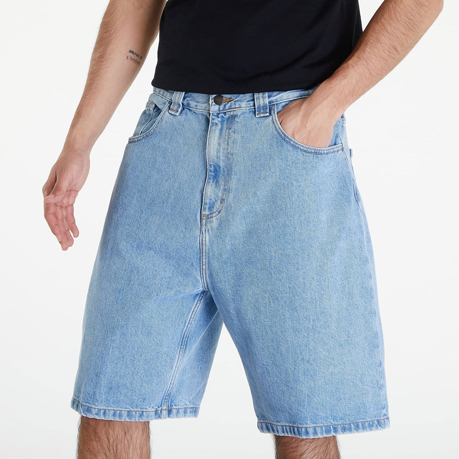 Къси панталони Carhartt WIP Brandon Short Blue Stone Bleached Синьо | I031921.0112, 1