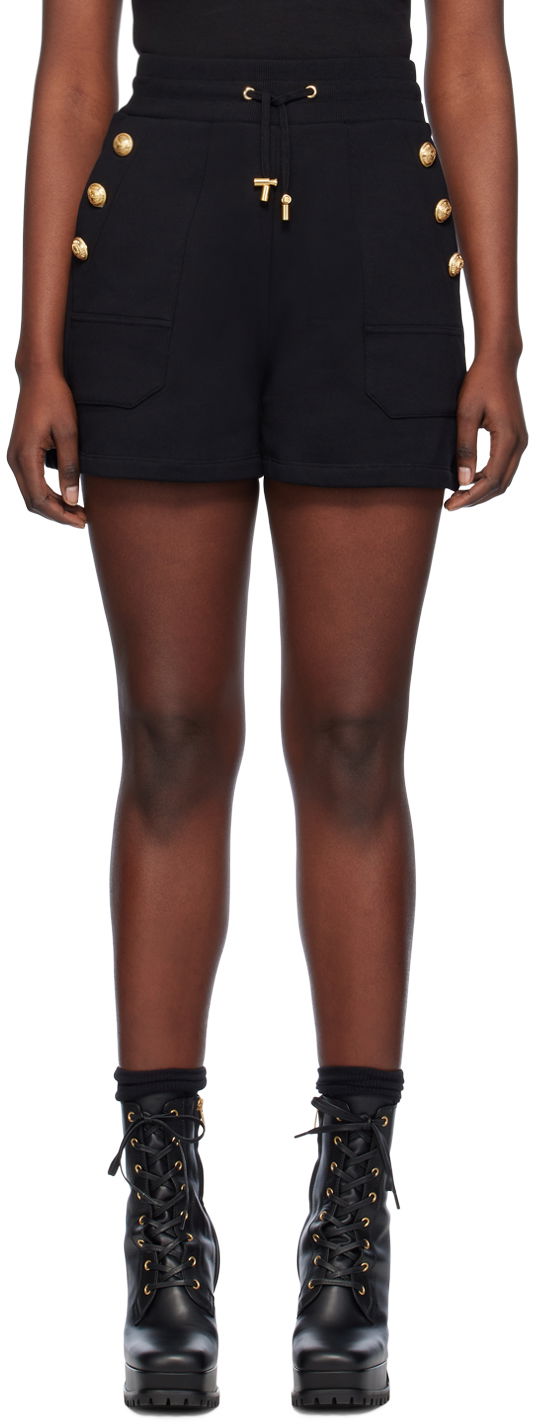 Къси панталони Balmain Drawstring Shorts Черно | CF1OA060JH95