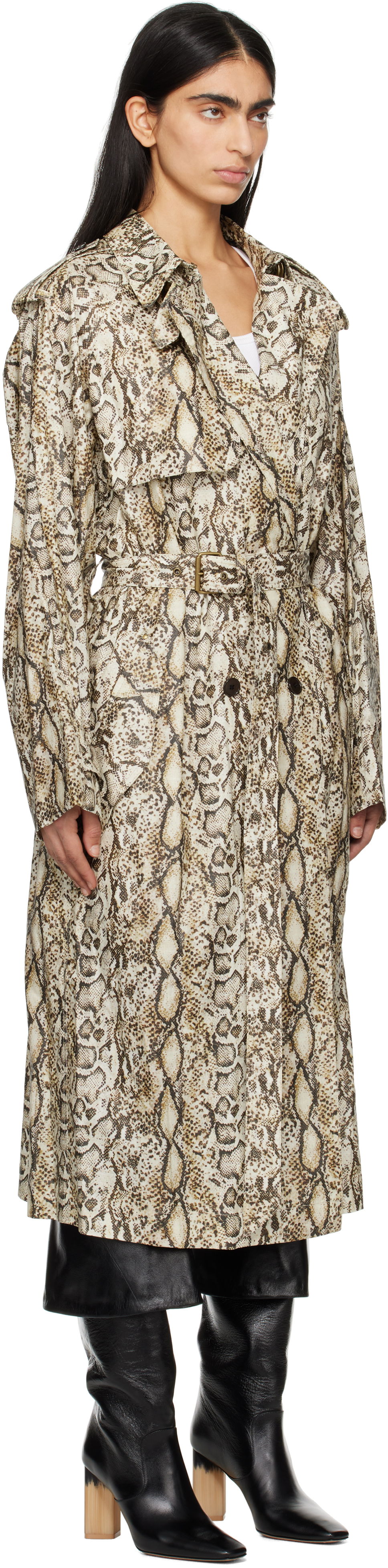 Тренчкот ISABEL MARANT Isabel Marant Freanne Snakeskin Trench Coat Бежово | MA0410FA-C1C01I, 1