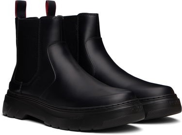 Кецове и обувки BOSS Embossed-Logo Chelsea Boots Черно | 50543764, 3