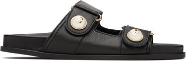 Кецове и обувки Jimmy Choo Fayence Pearl-Embellished Leather Flat Sandals Черно | FAYENCE SANDAL, 0