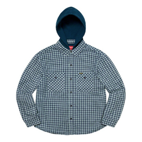 Риза Supreme Houndstooth Flannel Hooded Shirt Синьо | SUP-FW22-725