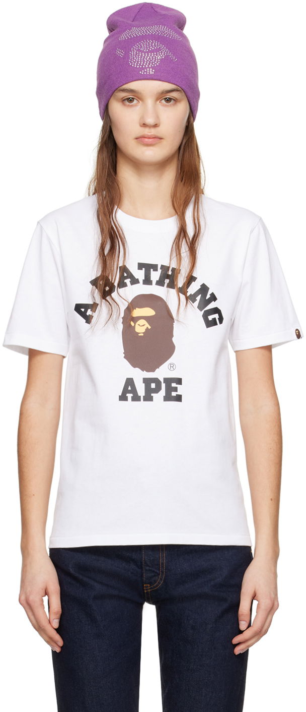 Тениска BAPE College T-Shirt Бяло | 001TEK302001L