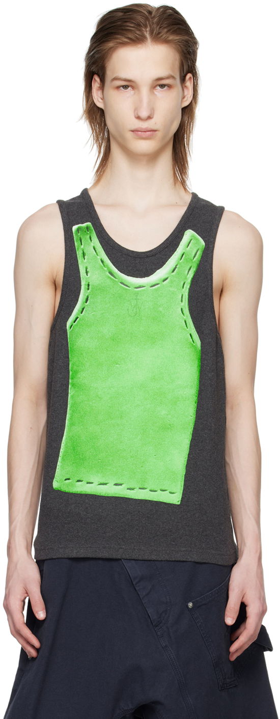 Потник JW Anderson Gray Trompe L'Oeil Tank Top Зелено | JO0213-PG1552, 0