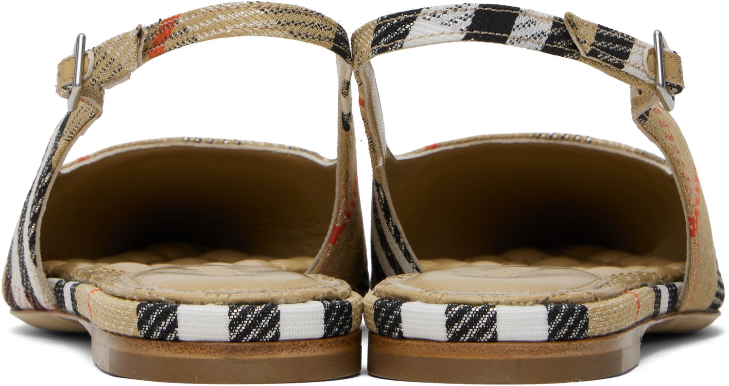 Аксесоари Burberry Burberry Birdie Check Slingback Flats Бежово | 8106155, 1