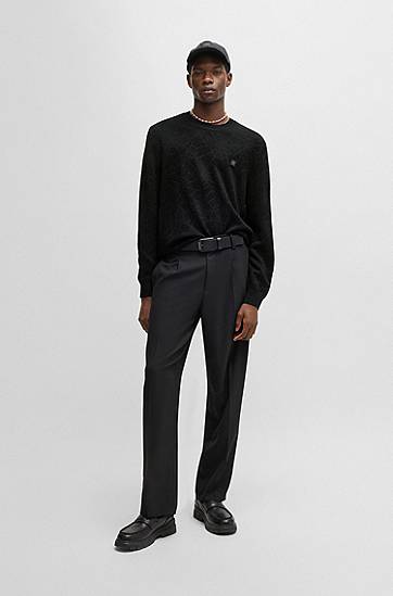 Пуловер BOSS Regular-Fit Spiderweb Sweater Черно | 50532075, 1