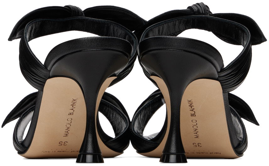Аксесоари Manolo Blahnik Manolo Blahnik Lollo Knotted Leather Heeled Mules Черно | 224-1604, 1