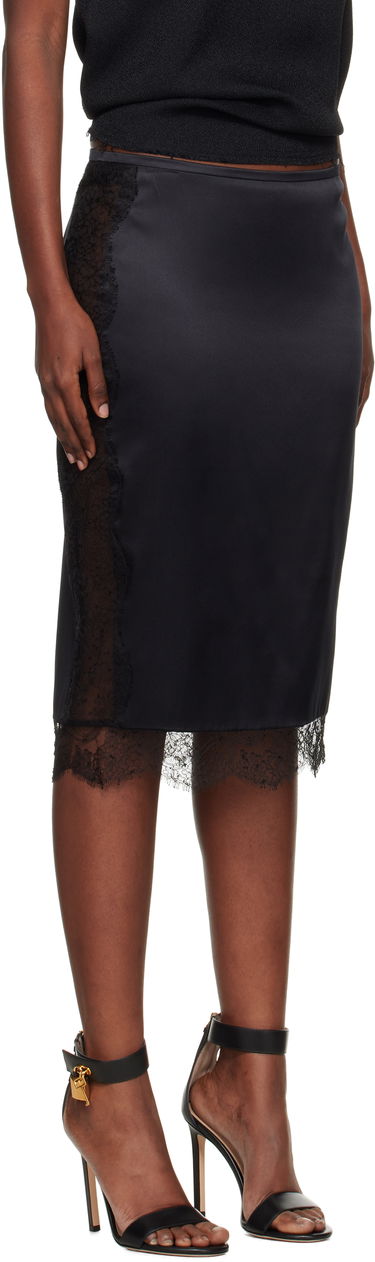 Пола Tom Ford TOM FORD Knee-Length Lace Inserts Midi Skirt Черно | GC5812-FAX1095, 1