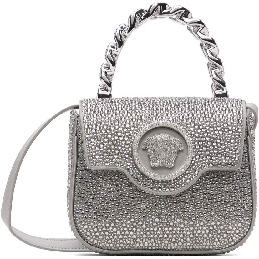 Дамска чанта Versace Silver Crystal 'La Medusa' Mini Bag Металик | 1003016_1A06487