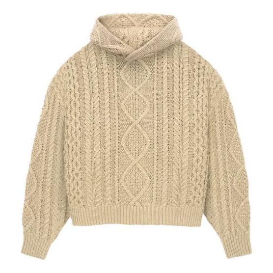 Пуловер Fear of God Essentials Cable Knit Hoodie Бежово | 192BT234393F