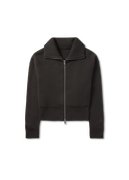 Verve Ribbed Collar Cropped Zip-Up Cardigan