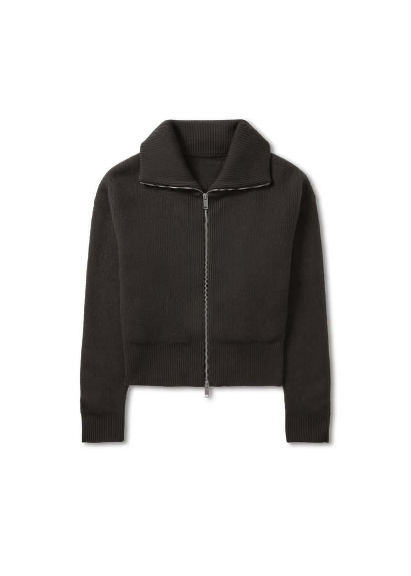 Пуловер AXEL ARIGATO Verve Ribbed Collar Cropped Zip-Up Cardigan Черно | A3703002