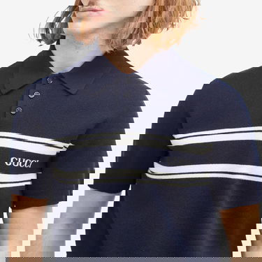 Поло тениска Gucci Striped Knitted Polo Тъмно синьо | 795342-XKD5J-4144, 10