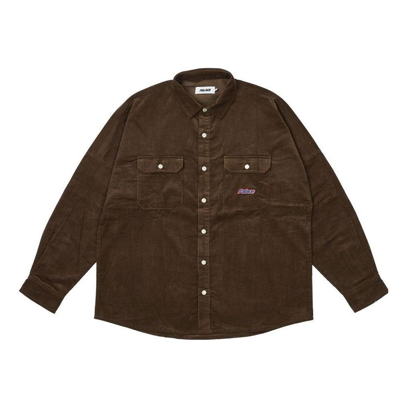 Риза Palace Corduroy Button-Up Shirt Кафяво | P25SHT037