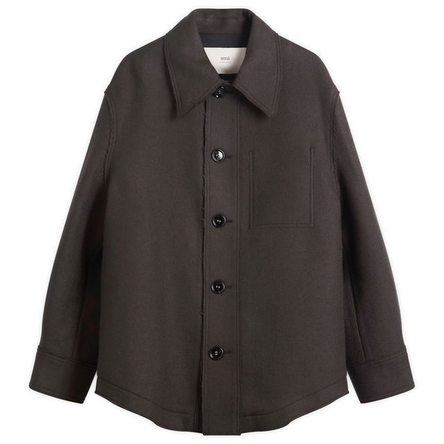Boiled Wool Gabardine Button-Down Jacket