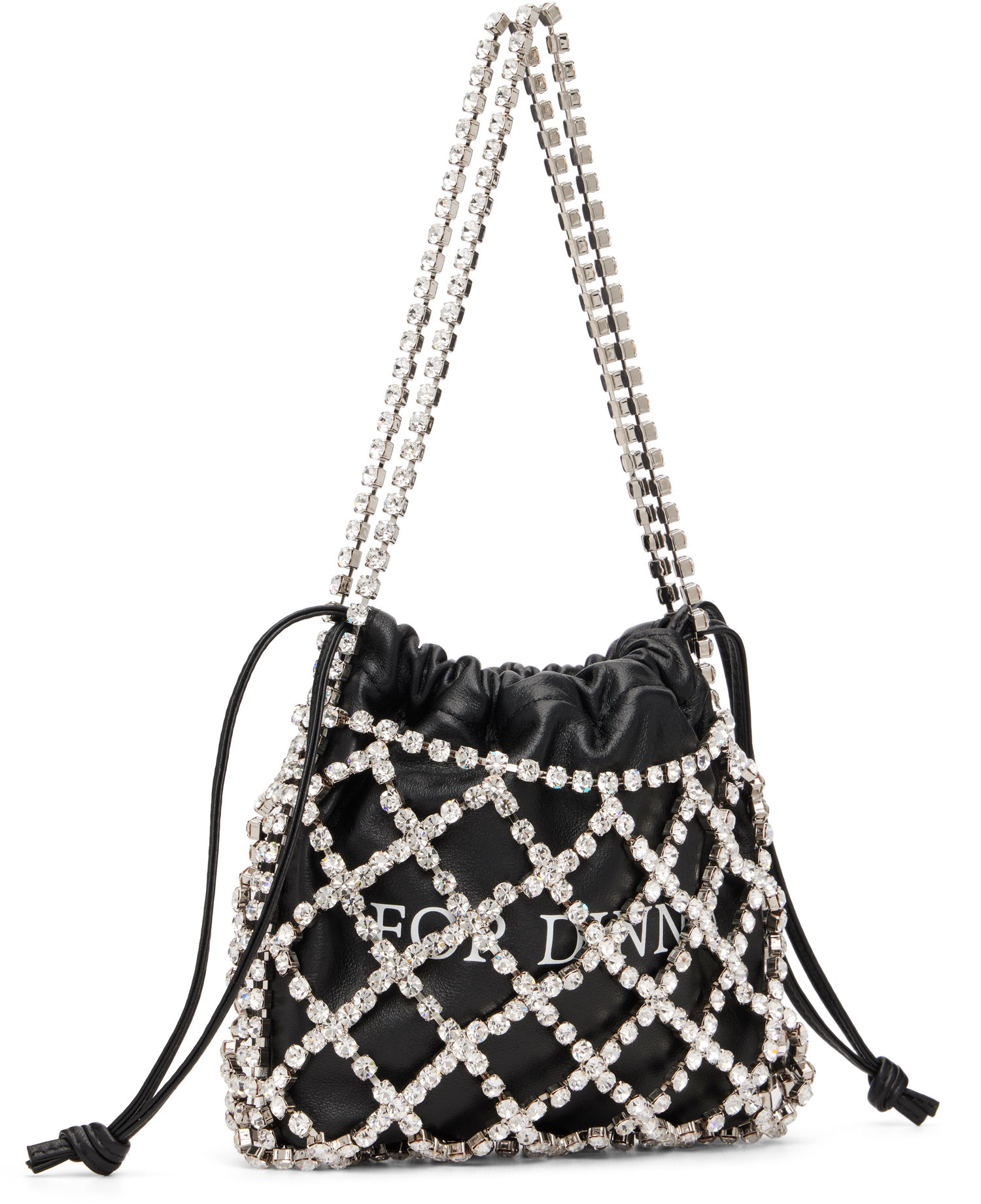 Дамска чанта Off-White Drawstring Pouch with Rhinestone Netting 'For Dinner' Черно | OWNN188C99MET0011001, 1