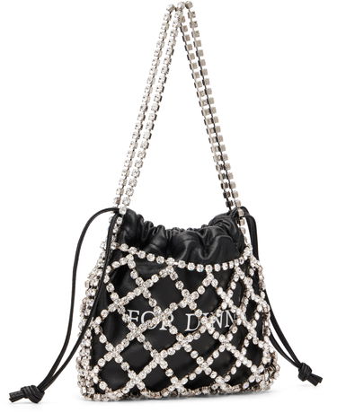 Дамска чанта Off-White Drawstring Pouch with Rhinestone Netting 'For Dinner' Черно | OWNN188C99MET0011001, 1