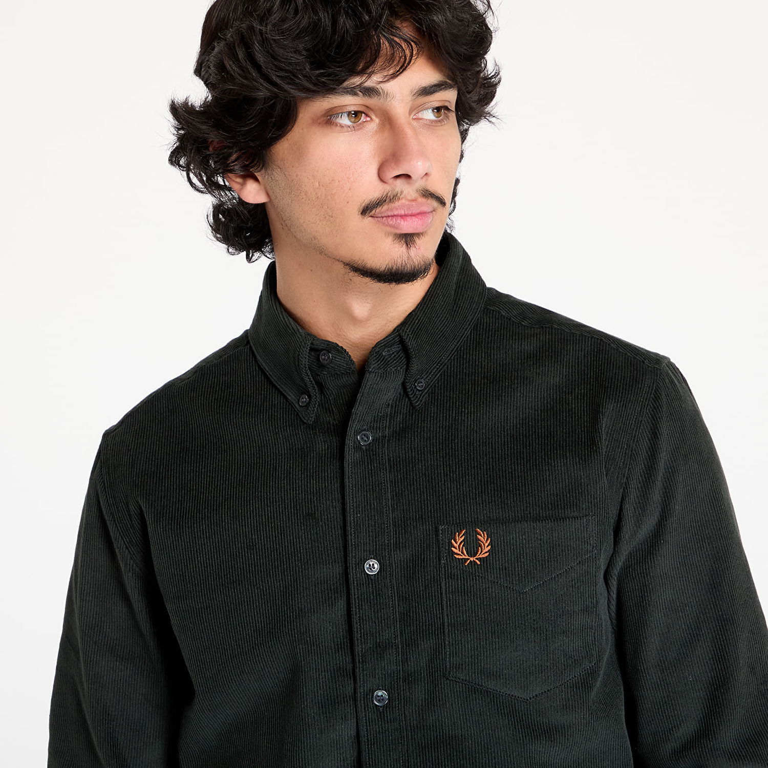 Риза Fred Perry Corduroy Shirt Long Sleeve Зелено | M8726 Q20, 1