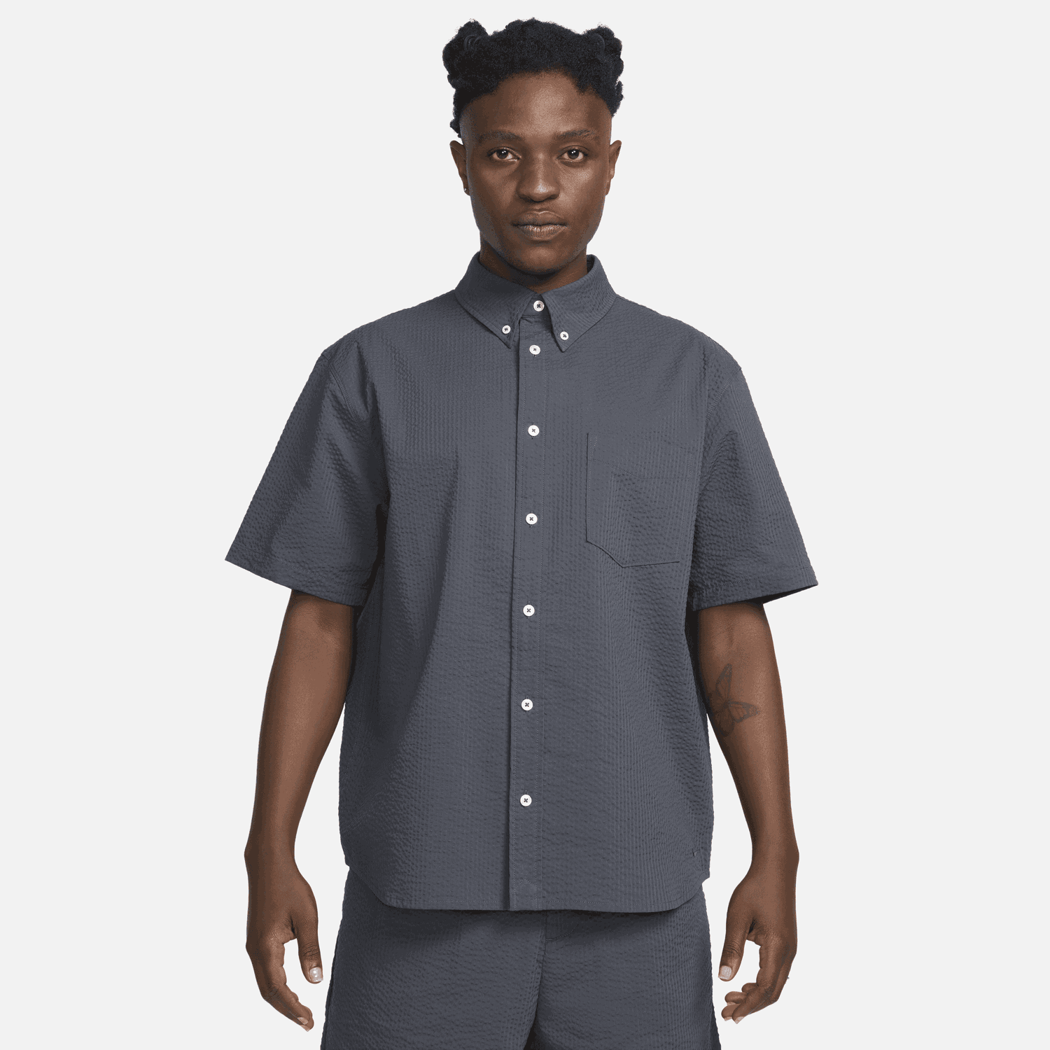 Риза Nike Seersucker Short Sleeve Button-Up Shirt Синьо | FN3222-060, 0
