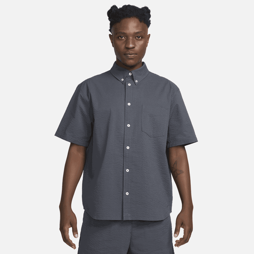 Риза Nike Seersucker Short Sleeve Button-Up Shirt Синьо | FN3222-060