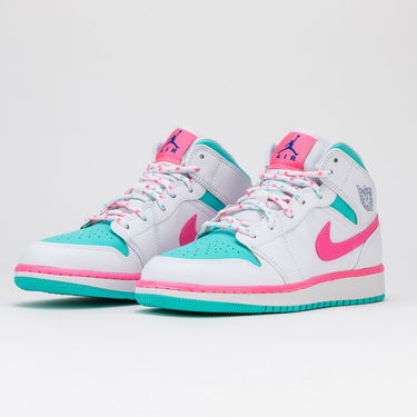 Кецове и обувки Jordan Air Jordan 1 Mid GS "Digital Pink" Бяло | 555112-102, 1