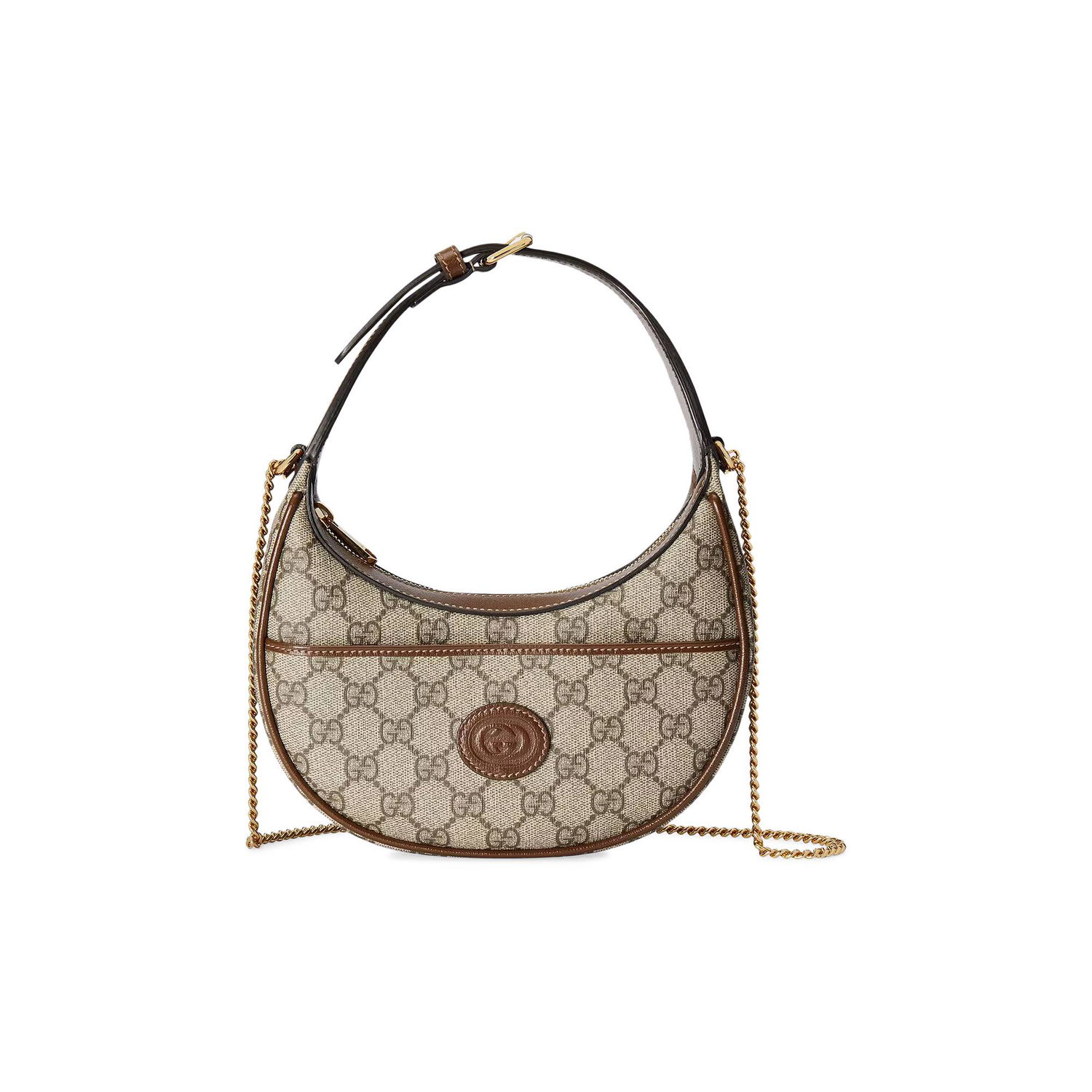 Дамска чанта Gucci Half Moon Shaped Mini Bag With Interlocking G Кафяво | 726843 92TCG 8563, 1