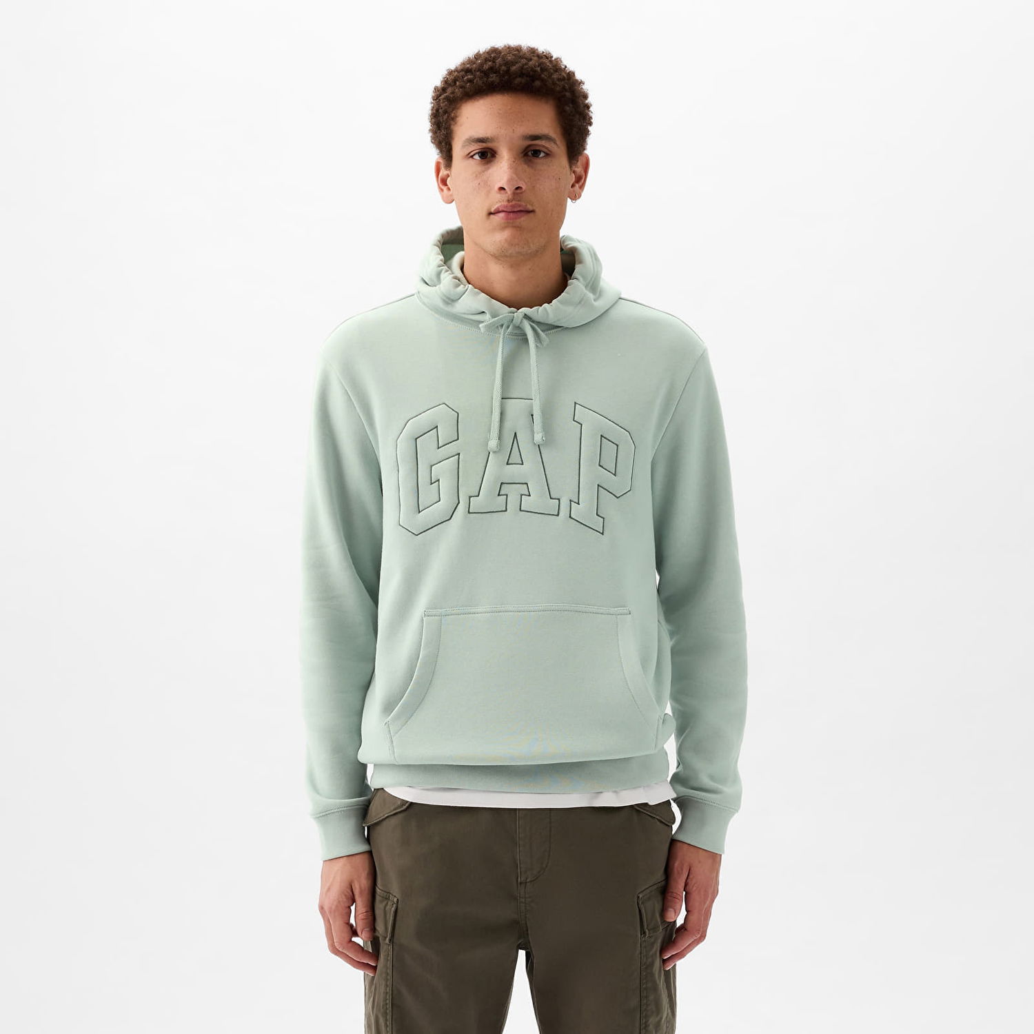 Суитчър GAP Pullover Puff Logo Hoodie Frothy Aqua Синьо | 890126-02, 0