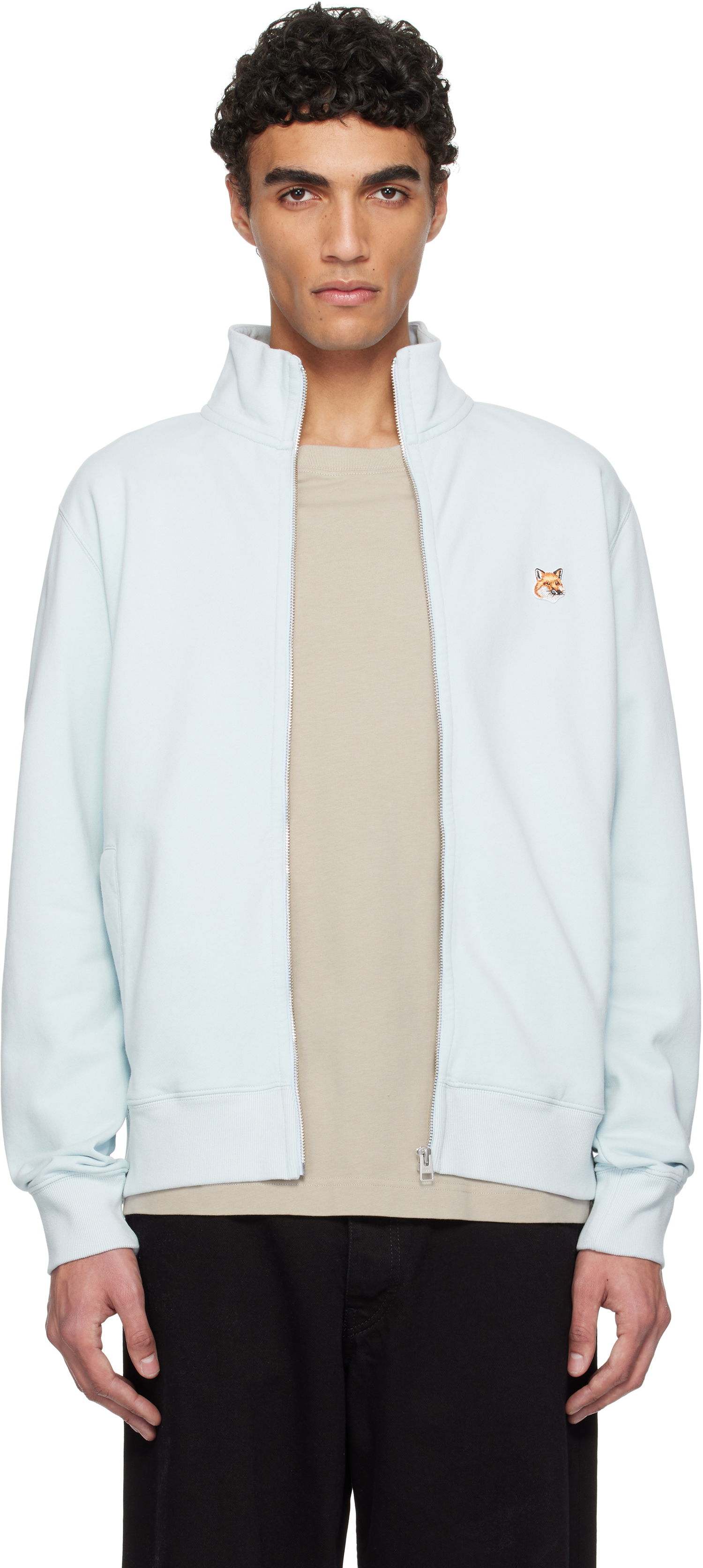 Суитчър MAISON KITSUNÉ Maison Kitsuné Fox Head Patch Full-Zip Sweatshirt Синьо | OM02134KM0001, 0