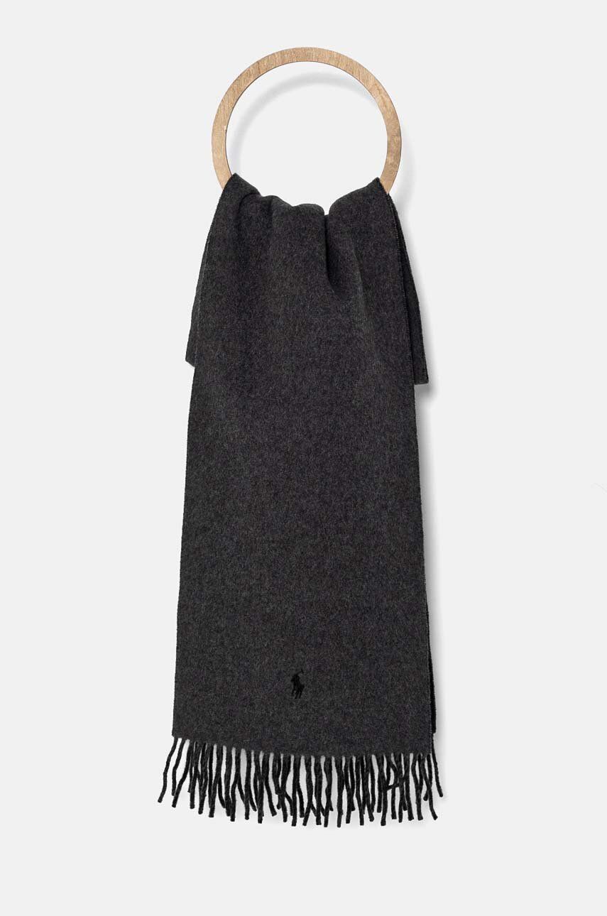 Шал Polo by Ralph Lauren Wool Scarf With Tassels Сиво | 455954371, 0