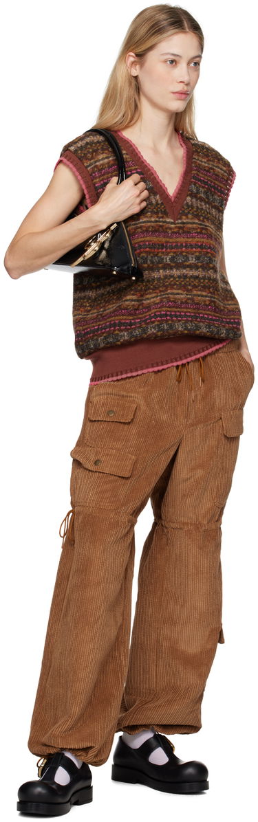 Карго панталони Anna Sui Corduroy Drawstring Cargo Trousers Кафяво | 624V40, 3