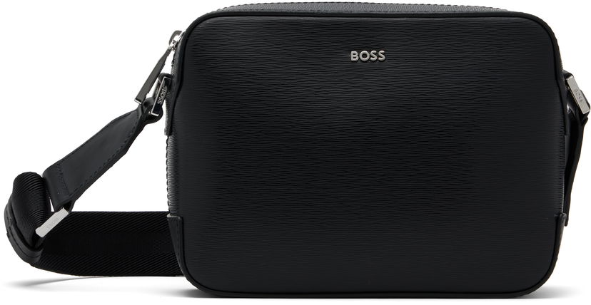 Чанта през рамо BOSS BOSS Textured Logo Crossbody Bag Черно | 50548274