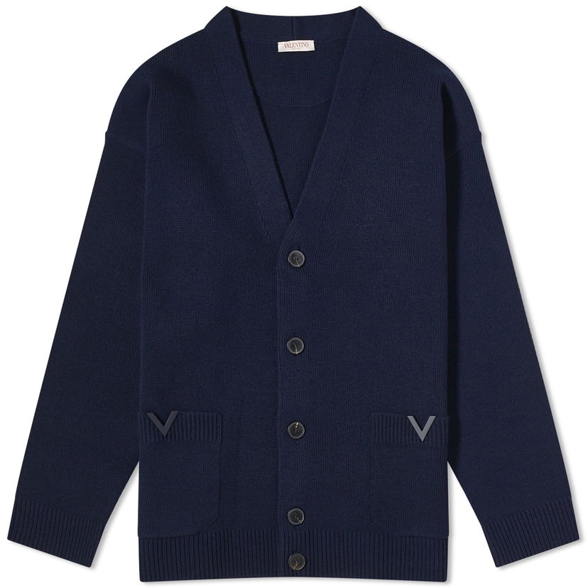 Пуловер Valentino Men's V Logo Cardigan Navy Тъмно синьо | 4V3KA03I9YW-598