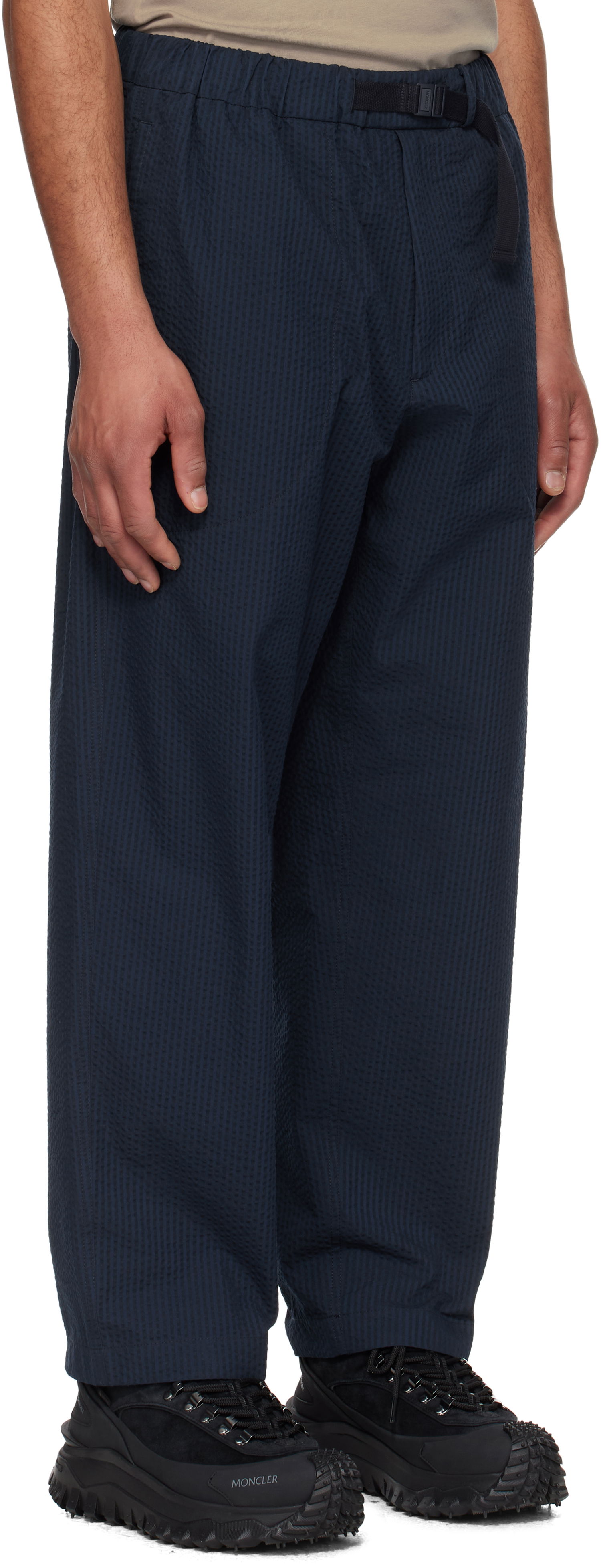 Панталони Moncler Moncler Seersucker Belted Trousers Тъмно синьо | K10912A00038598JC, 1
